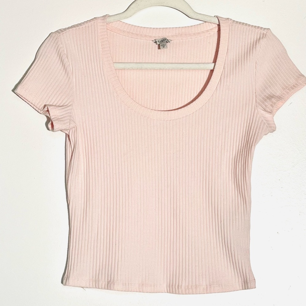 G by Guess Pink Ribbed Women's Top